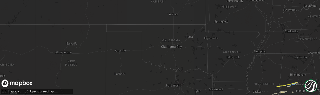 Hail map in Oklahoma on April 23, 2020