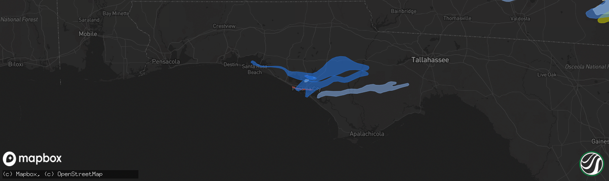 Hail map in Panama City, FL on April 23, 2020