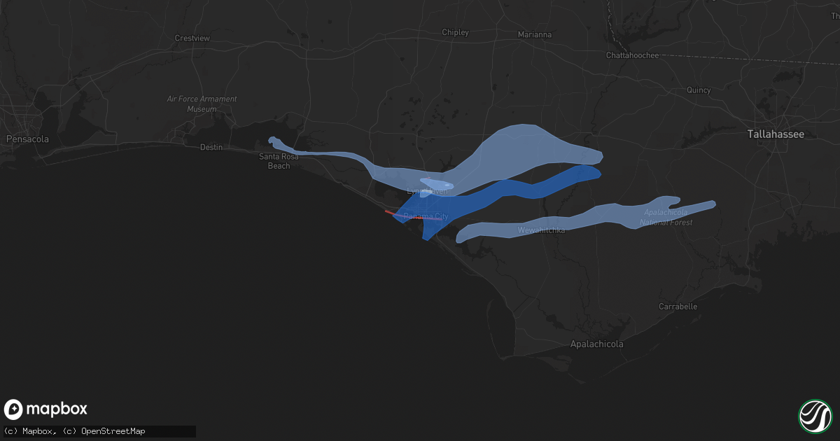 Hail map in Panama City, FL on April 23, 2020
