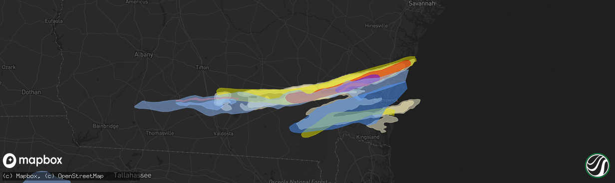 Hail map in Waycross, GA on April 23, 2020