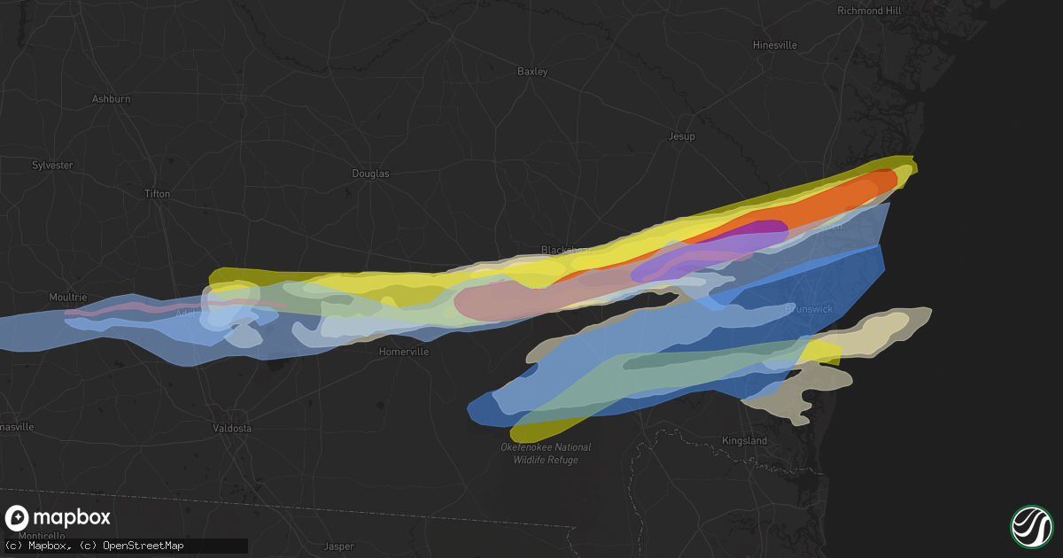 Hail map in Waycross, GA on April 23, 2020