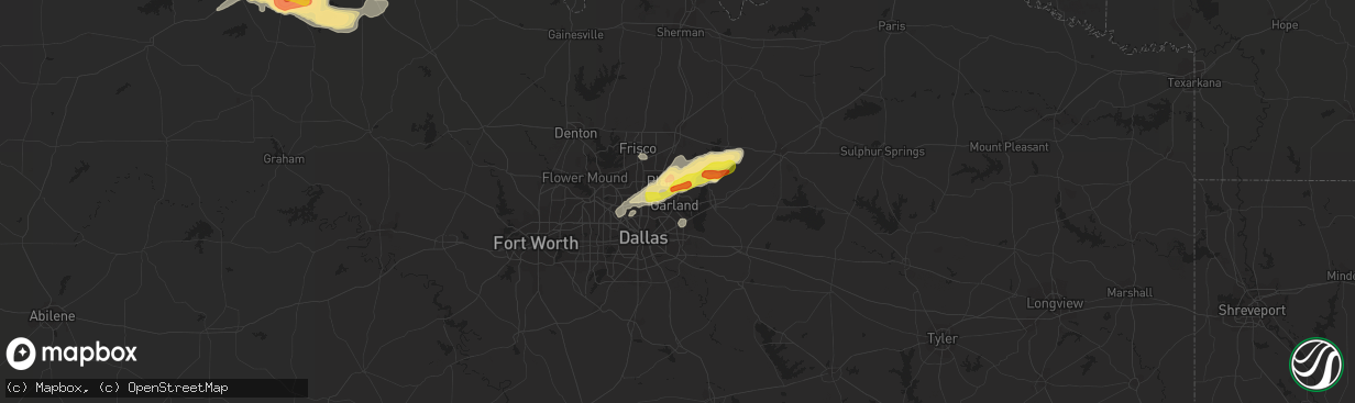 Hail map in Garland, TX on April 23, 2021