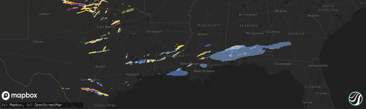 Hail map in Louisiana on April 23, 2021