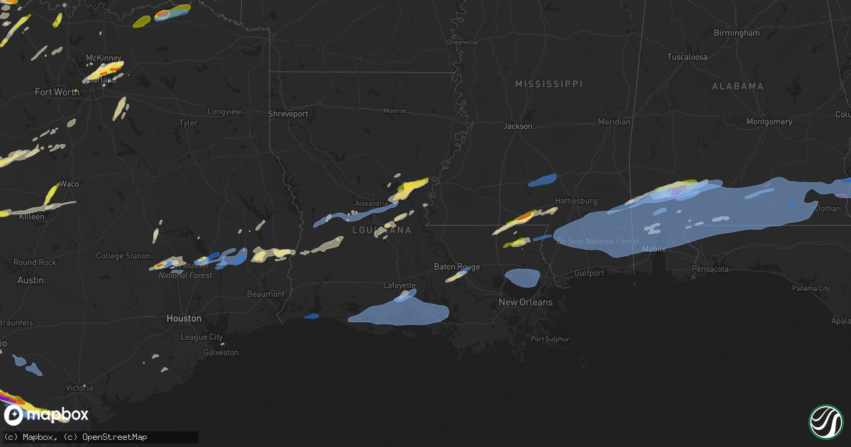 Hail map in Louisiana on April 23, 2021
