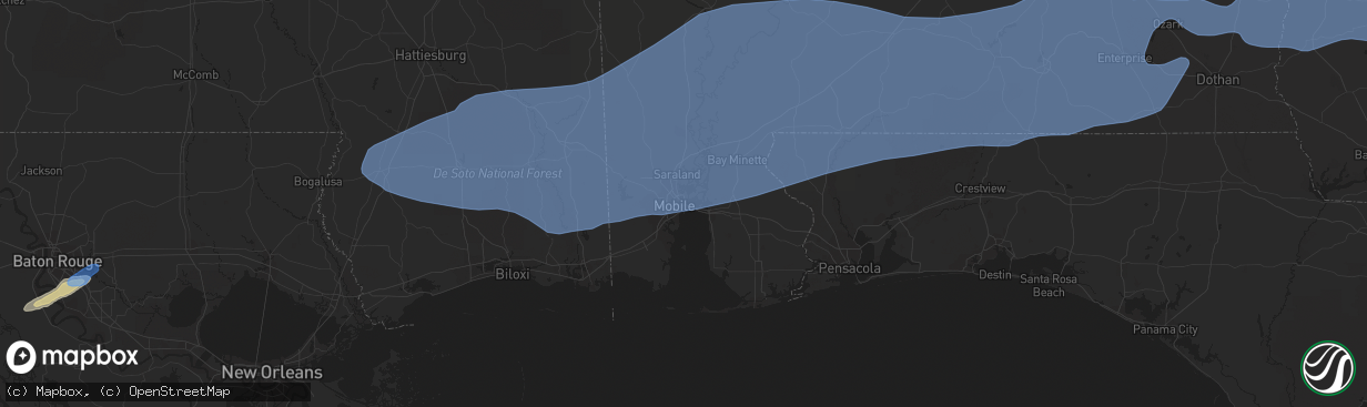 Hail map in Mobile, AL on April 23, 2021