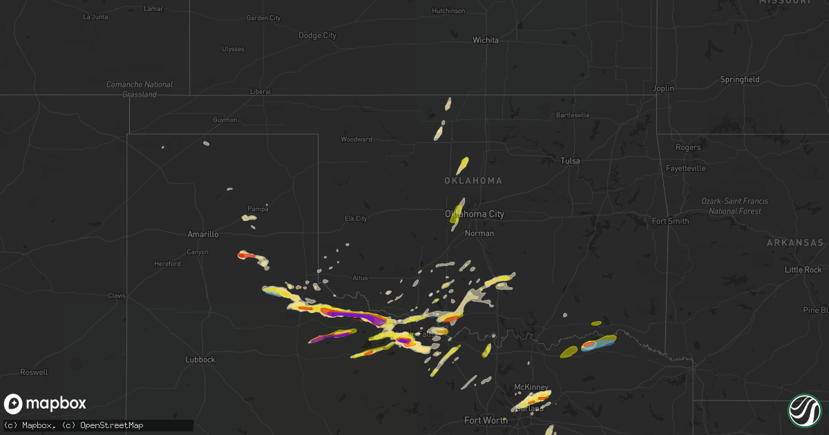 Hail map in Oklahoma on April 23, 2021