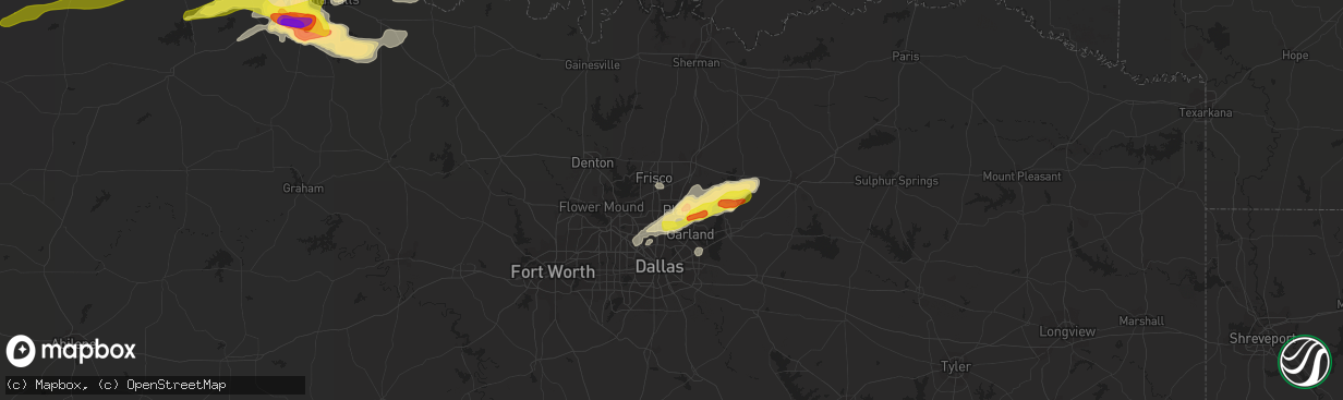 Hail map in Plano, TX on April 23, 2021