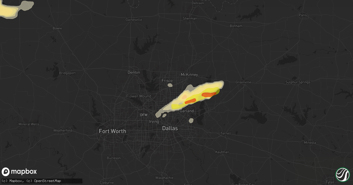 Hail map in Plano, TX on April 23, 2021