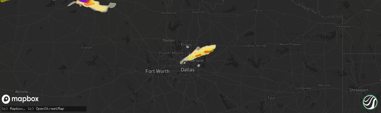 Hail map in Richardson, TX on April 23, 2021