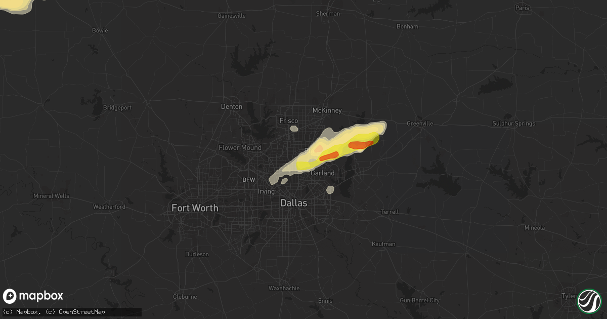 Hail map in Richardson, TX on April 23, 2021