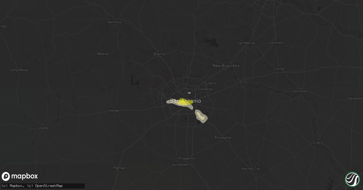 Hail map in San Antonio, TX on April 23, 2021