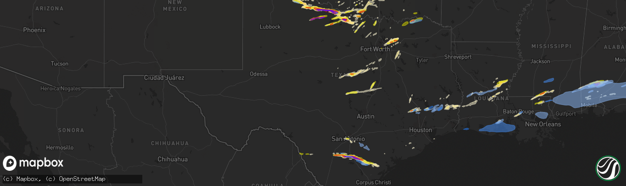 Hail map in Texas on April 23, 2021