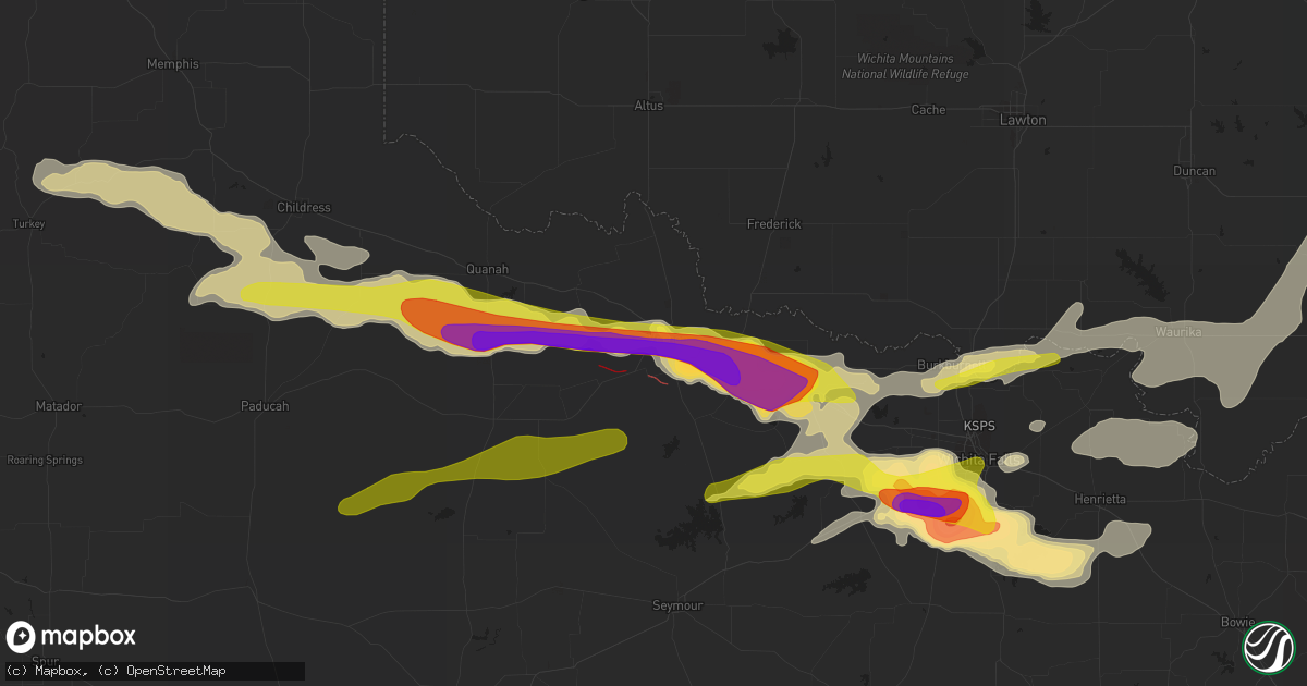 Hail map in Vernon, TX on April 23, 2021