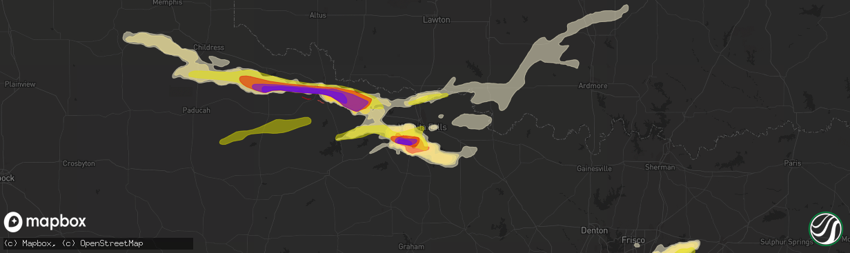 Hail map in Wichita Falls, TX on April 23, 2021