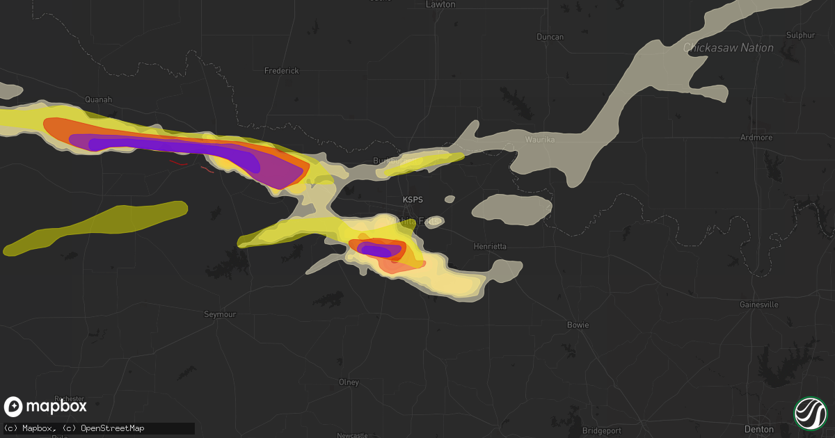 Hail map in Wichita Falls, TX on April 23, 2021