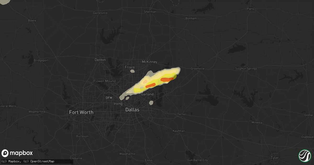 Hail map in Wylie, TX on April 23, 2021