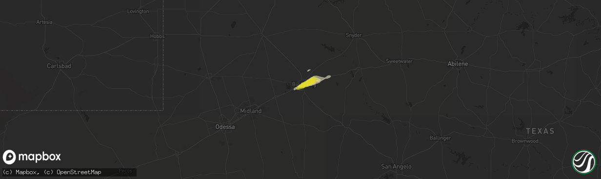 Hail map in Big Spring, TX on April 23, 2022