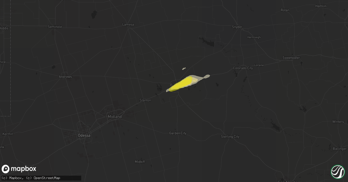 Hail map in Big Spring, TX on April 23, 2022