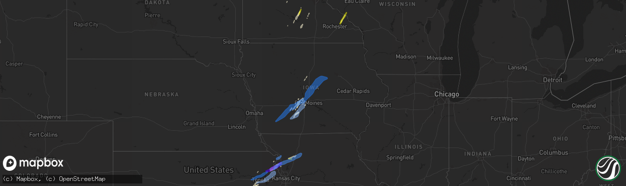 Hail map in Iowa on April 23, 2022