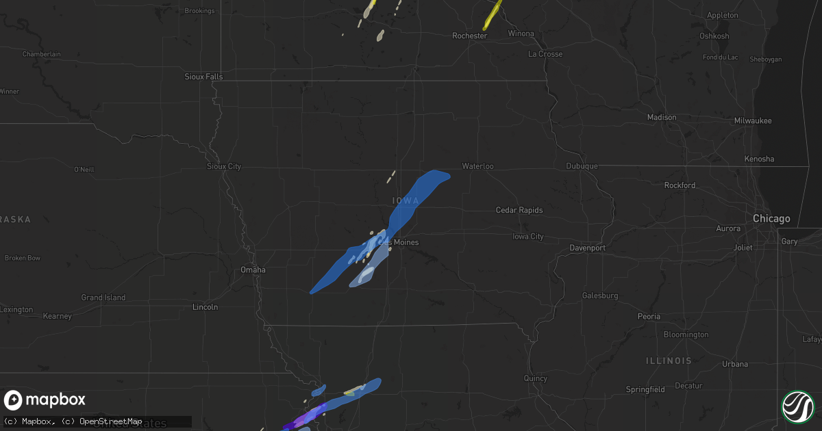 Hail map in Iowa on April 23, 2022