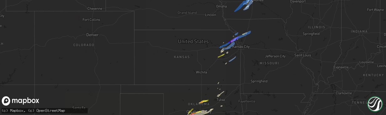 Hail map in Kansas on April 23, 2022