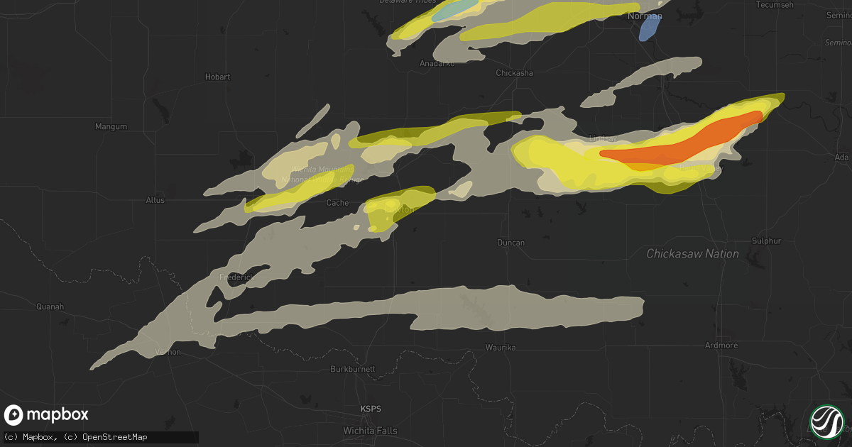 Hail map in Lawton, OK on April 23, 2022