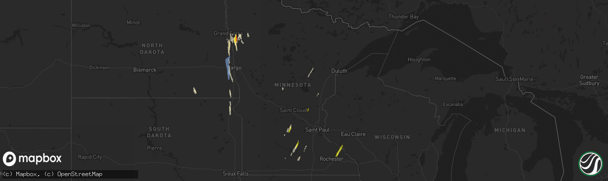 Hail map in Minnesota on April 23, 2022