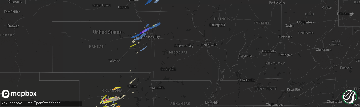 Hail map in Missouri on April 23, 2022