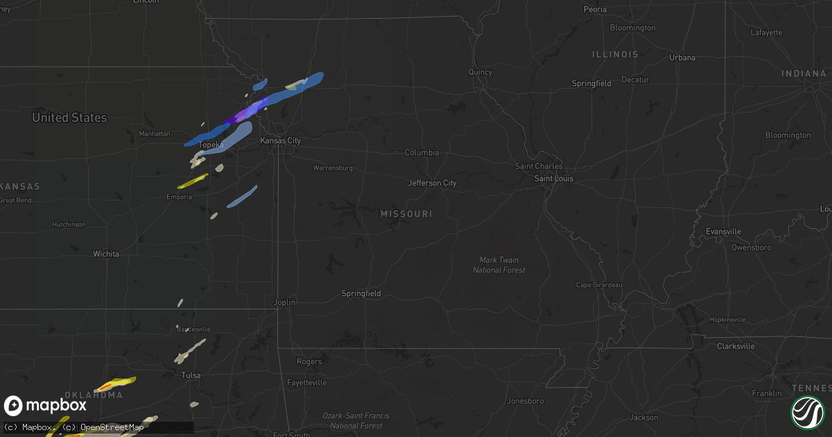 Hail map in Missouri on April 23, 2022