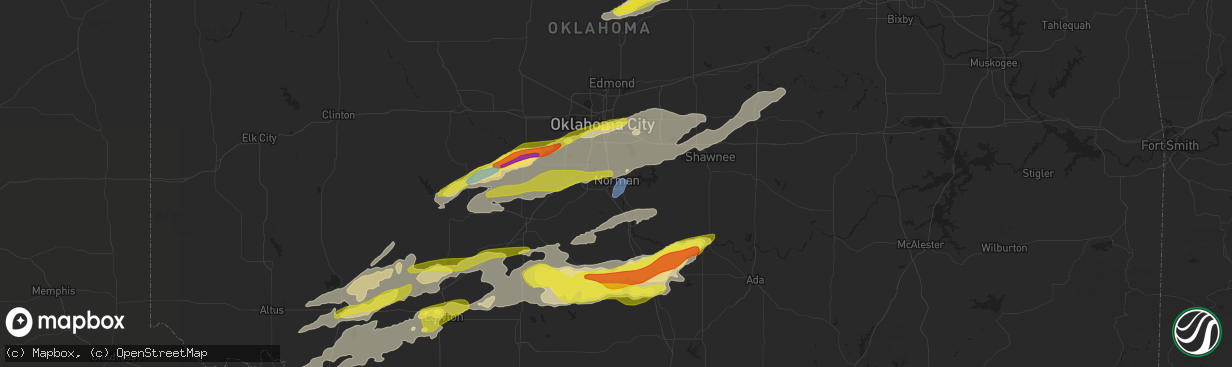 Hail map in Norman, OK on April 23, 2022