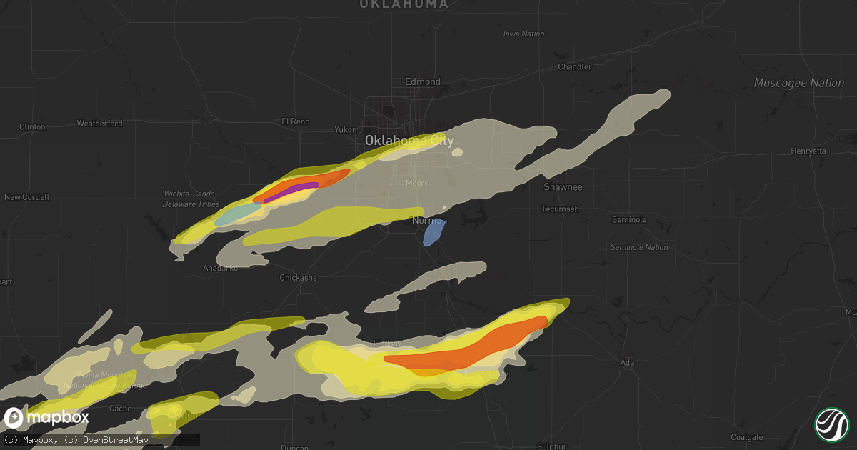 Hail map in Norman, OK on April 23, 2022