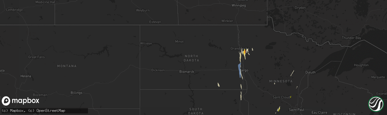 Hail map in North Dakota on April 23, 2022