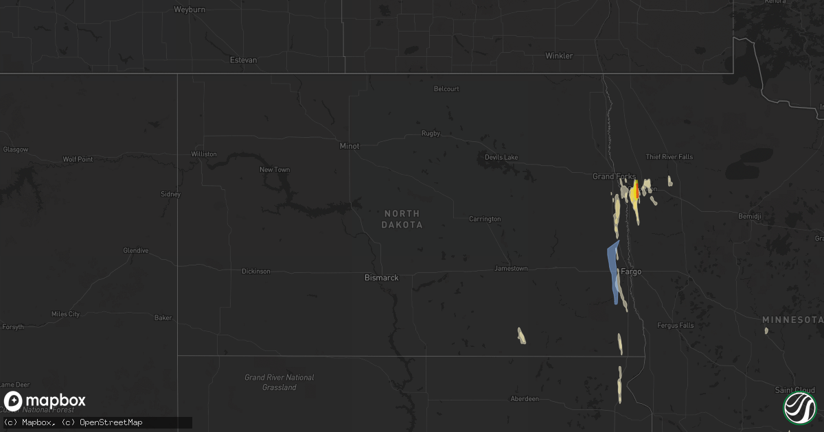 Hail map in North Dakota on April 23, 2022