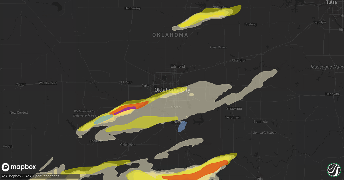 Hail map in Oklahoma City, OK on April 23, 2022