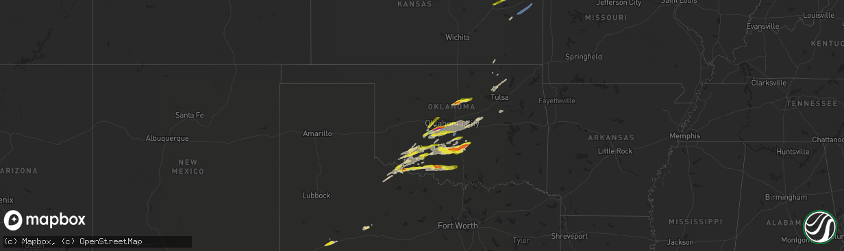 Hail map in Oklahoma on April 23, 2022