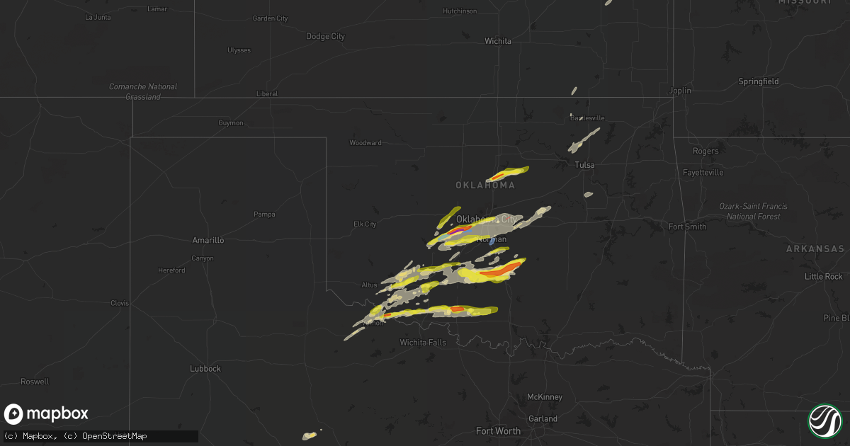 Hail map in Oklahoma on April 23, 2022