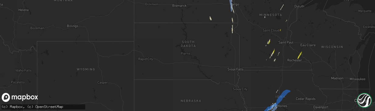 Hail map in South Dakota on April 23, 2022