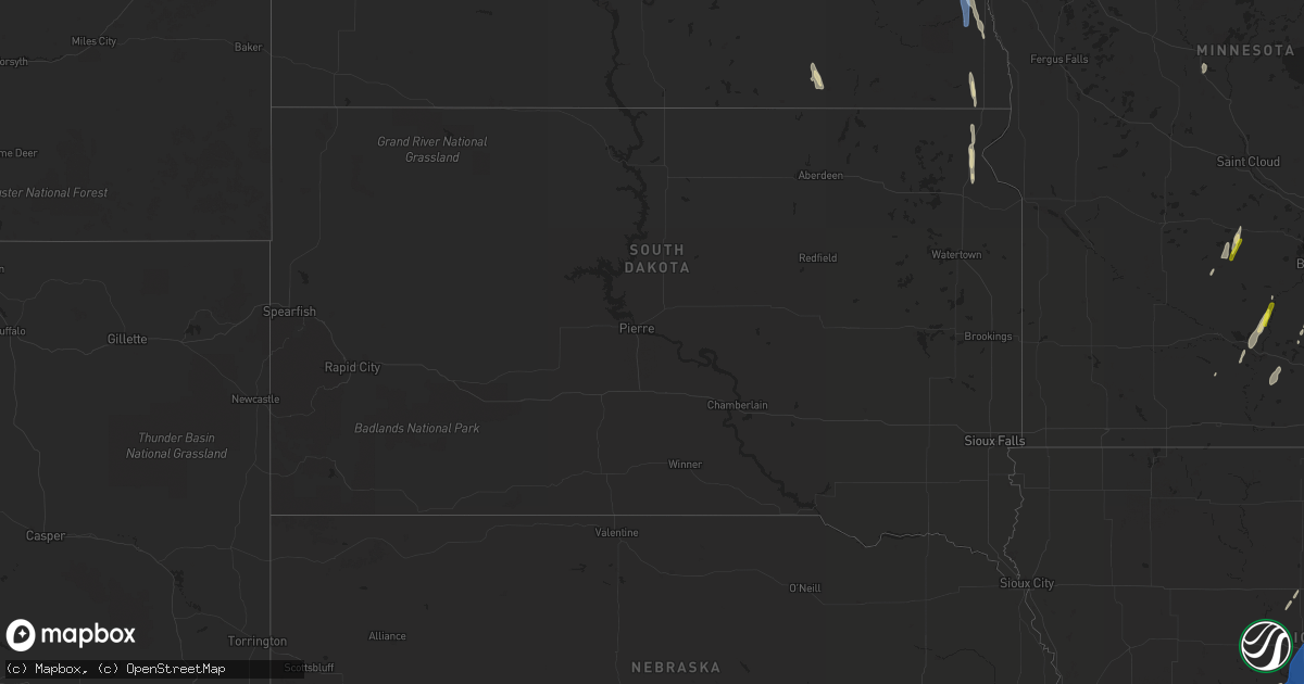 Hail map in South Dakota on April 23, 2022