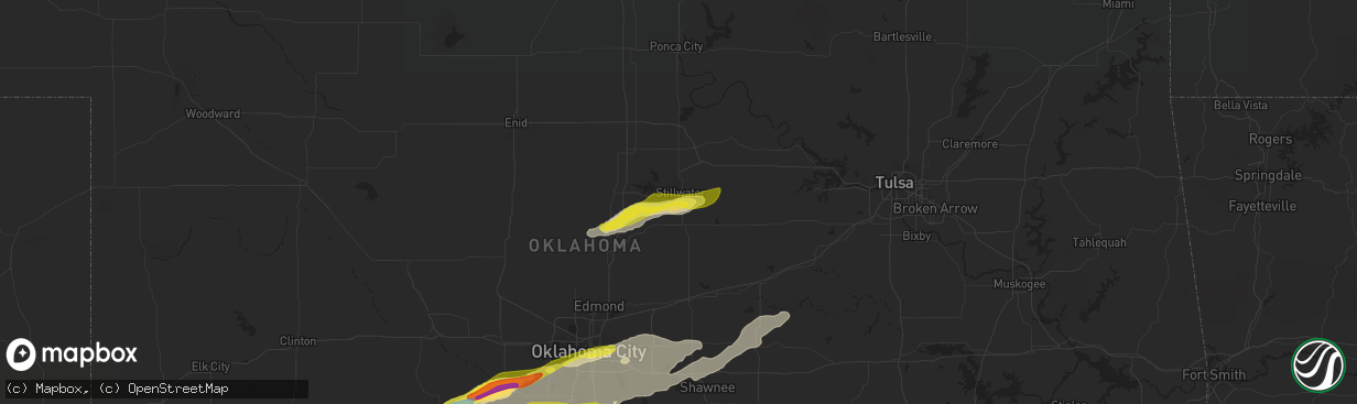 Hail map in Stillwater, OK on April 23, 2022