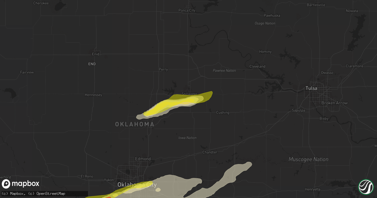 Hail map in Stillwater, OK on April 23, 2022