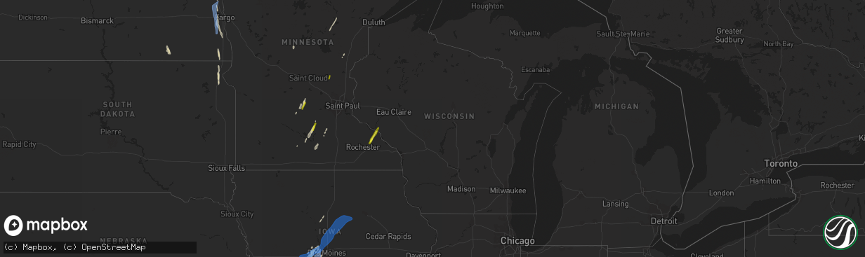 Hail map in Wisconsin on April 23, 2022