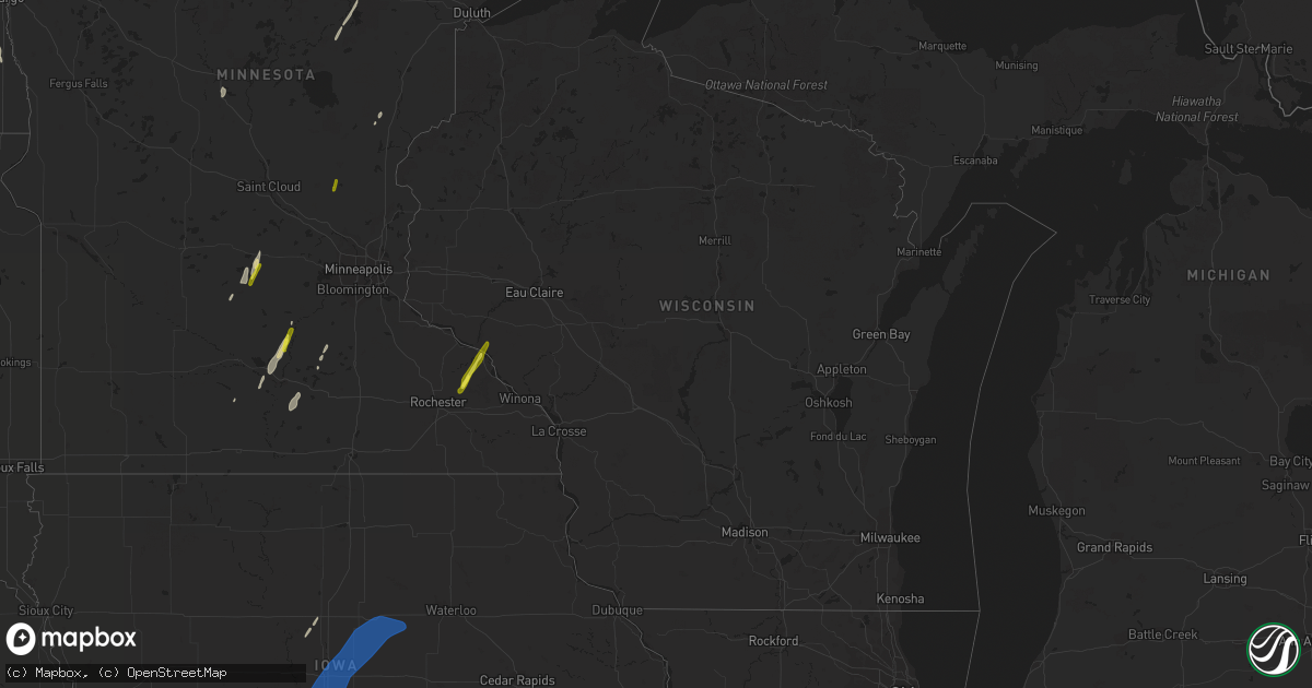 Hail map in Wisconsin on April 23, 2022