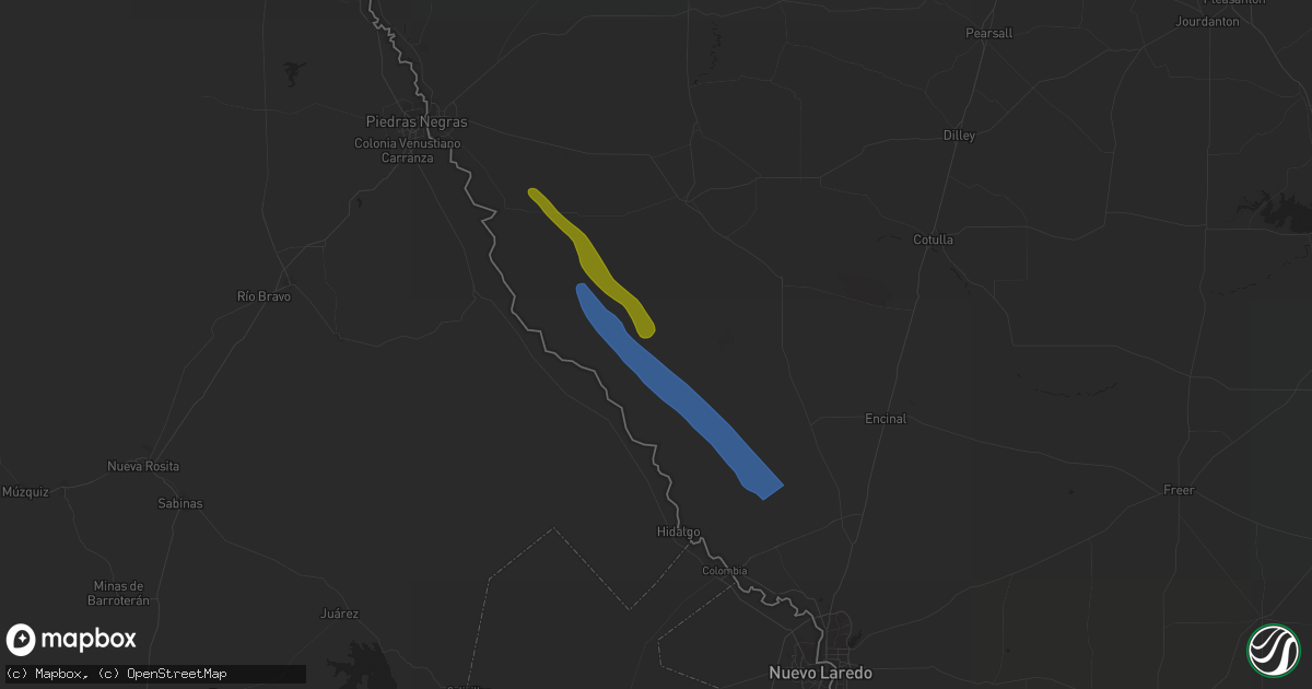 Hail map in Asherton, TX on April 23, 2023