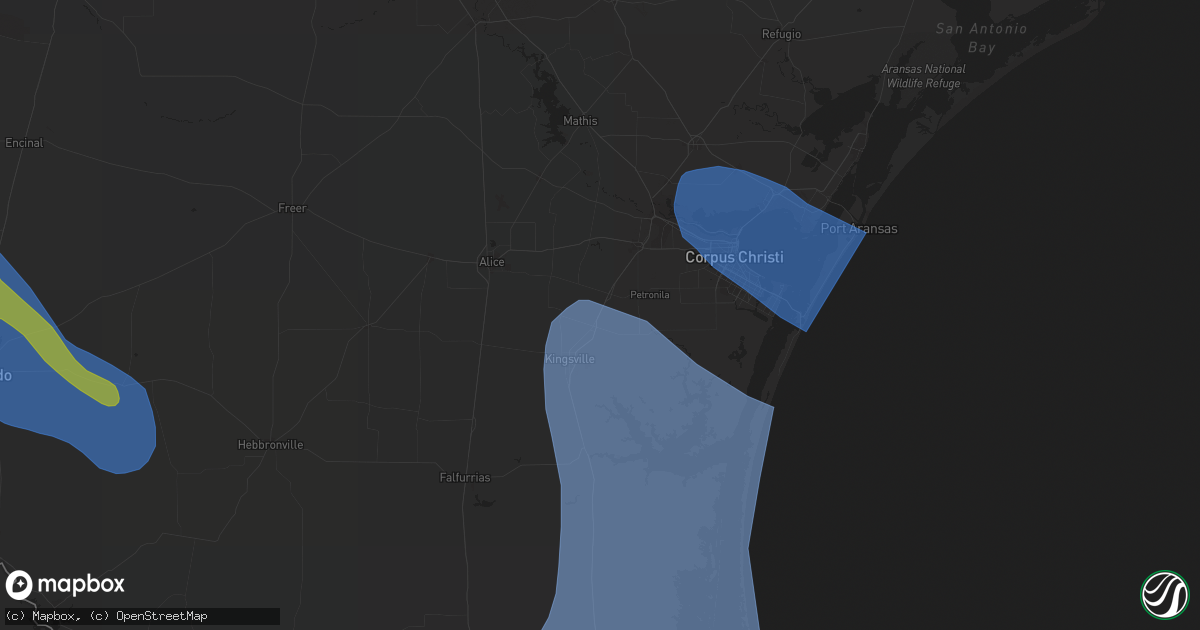 Hail map in Bishop, TX on April 23, 2023