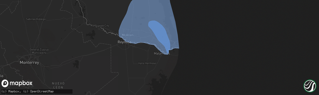 Hail map in Brownsville, TX on April 23, 2023