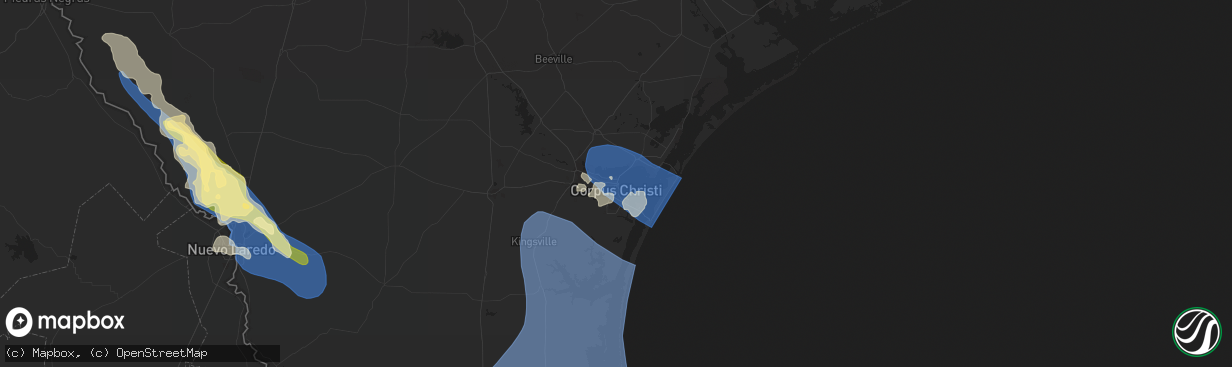 Hail map in Corpus Christi, TX on April 23, 2023