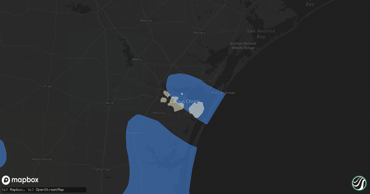 Hail map in Corpus Christi, TX on April 23, 2023