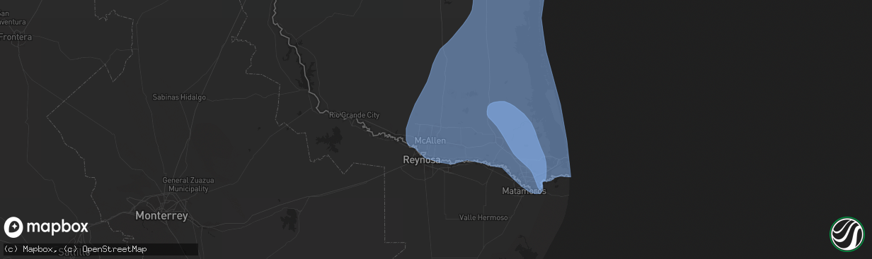 Hail map in Edinburg, TX on April 23, 2023
