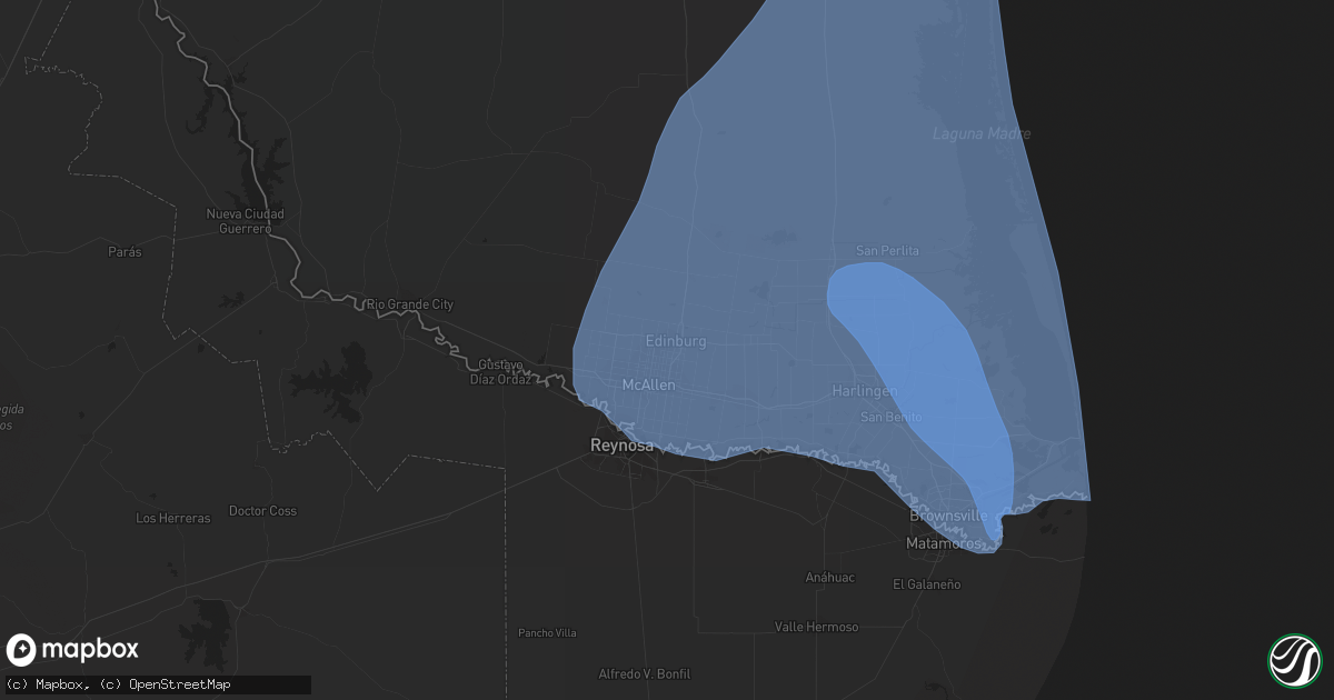 Hail map in Edinburg, TX on April 23, 2023