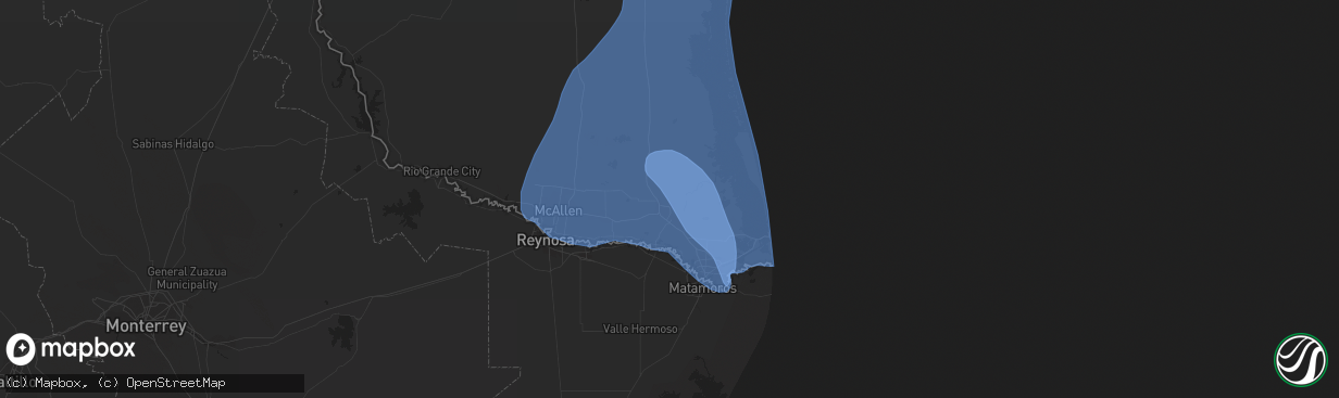 Hail map in Harlingen, TX on April 23, 2023